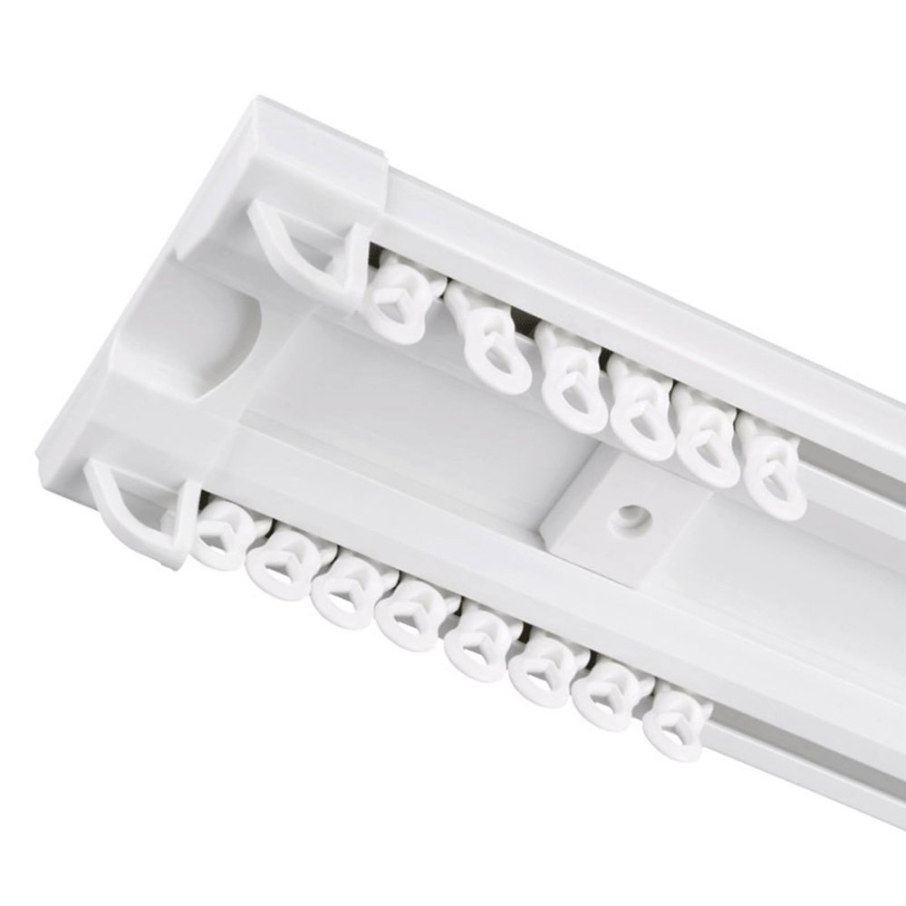 LTSRLL Curtain Track Set White PVC Track Up to 500cm Curtain Rail with Mute Rollers, Sliding Drop Ceiling Track Set for Curtains, Living Room, Room Divider(Size:400cm/13ft(100cm*4))
