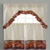 3pc Printed Rod Pocket Kitchen Curtain Tier Swag Valance Set - Coffee / 3 Piece Set 36" view 1