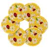 Doterii 6 Pcs Flowers Drink Coasters White Floral and Ladybirds on Yellow Woven Coasters with Holder for Drinks view 1
