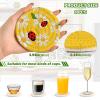 Doterii 6 Pcs Flowers Drink Coasters White Floral and Ladybirds on Yellow Woven Coasters with Holder for Drinks view 4