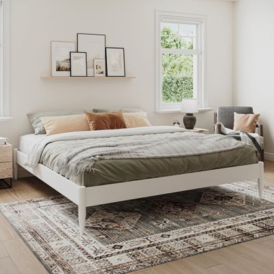 AFI, Pasadena 14" King Wood Mid Century Modern Low Profile Platform Bed, White