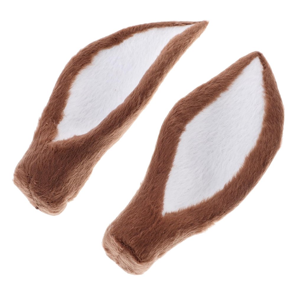 Amosfun 2pcs Artificial Ear Headband for Christmas Decoration Hair Ornament Realistic Faux Elk Ears for Festivals Parties and Cosplay Events