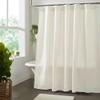 RHANFOLD 100% Linen Shower Curtain, Bathroom Curtain Panel, Bath Decor, Buttonhole Top Shower Curtains (Cream, 84" W x 84" L) view 3