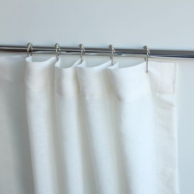 RHANFOLD 100% Linen Shower Curtain, Bathroom Curtain Panel, Bath Decor, Buttonhole Top Shower Curtains (Ivory, 72" W x 120" L)