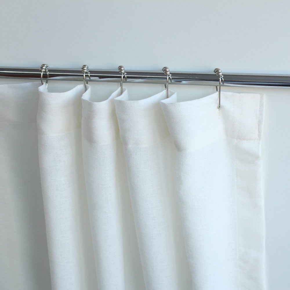 RHANFOLD 100% Linen Shower Curtain, Bathroom Curtain Panel, Bath Decor, Buttonhole Top Shower Curtains (Ivory, 72" W x 120" L)