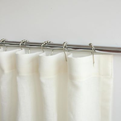 RHANFOLD 100% Linen Shower Curtain, Bathroom Curtain Panel, Bath Decor, Buttonhole Top Shower Curtains (Cream, 96" W x 90" L)