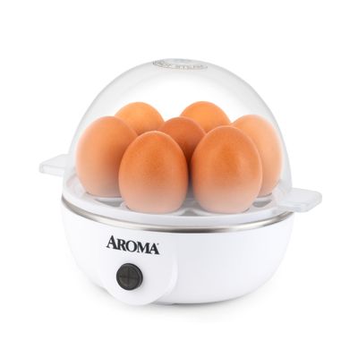 AROMA Overly Easy Egg Cooker, Steamer, and Electric Egg Poacher | XL Capacity Egg Steamer Fits 7 Eggs