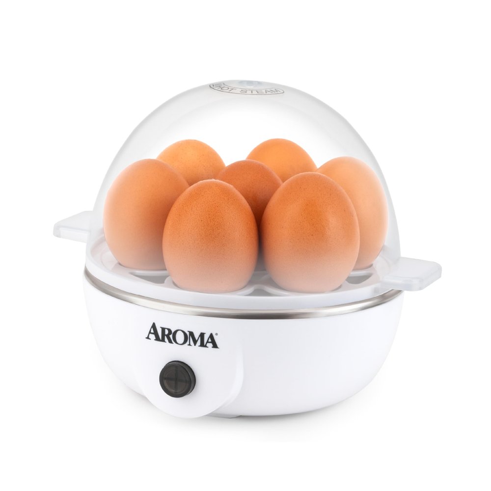 AROMA Overly Easy Egg Cooker, Steamer, and Electric Egg Poacher | XL Capacity Egg Steamer Fits 7 Eggs