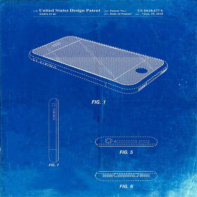 PP177- Faded Blueprint iPhone 3 Patent Poster Poster Print - Cole Borders (18 x 24)