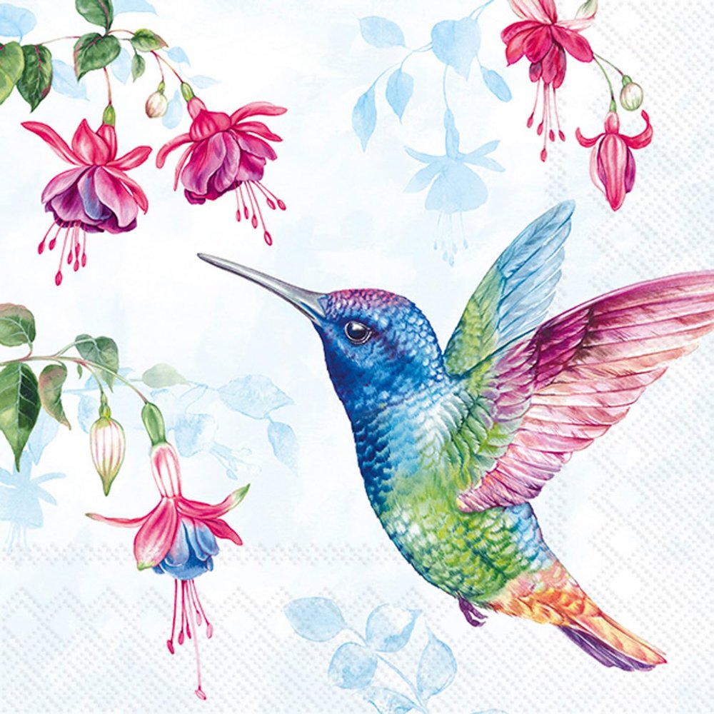 IHR Ideal Home Range Cocktail Napkins Disposable 3-Ply Paper Party Napkin Pack, 5" x 5", Hummingbird (Light Blue), 20-Count