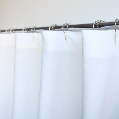 RHANFOLD 100% Linen Shower Curtain, Bathroom Curtain Panel, Bath Decor, Buttonhole Top Shower Curtains (Ivory, 84" W x 96" L)