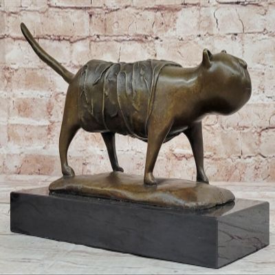 Abstract Botero Cat Genuine Solid Bronze Sculpture Lost Wax Figurine Gift Artwork Decorative Gift Deal by Classy Finery