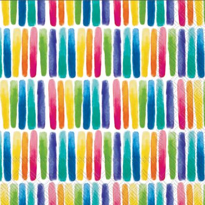 IHR Ideal Home Range Cocktail Napkins Disposable 3-Ply Paper Party Napkin Pack, 5" x 5", Rainbow Lines, 20-Count