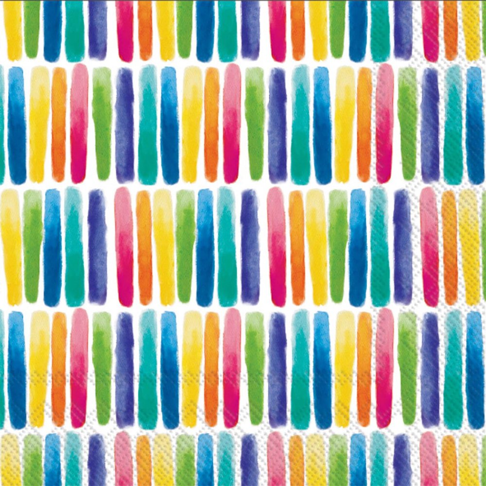 IHR Ideal Home Range Cocktail Napkins Disposable 3-Ply Paper Party Napkin Pack, 5" x 5", Rainbow Lines, 20-Count