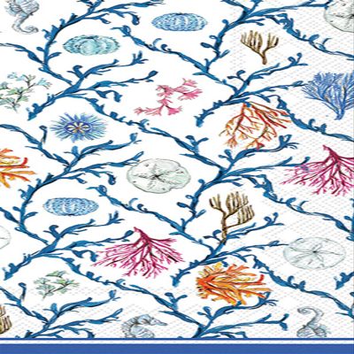IHR Ideal Home Range Dinner Napkins Rosanne Beck Disposable 3-Ply Paper Hand Towels, 8.5" x 4.5", Blue Coastal, 16-Count