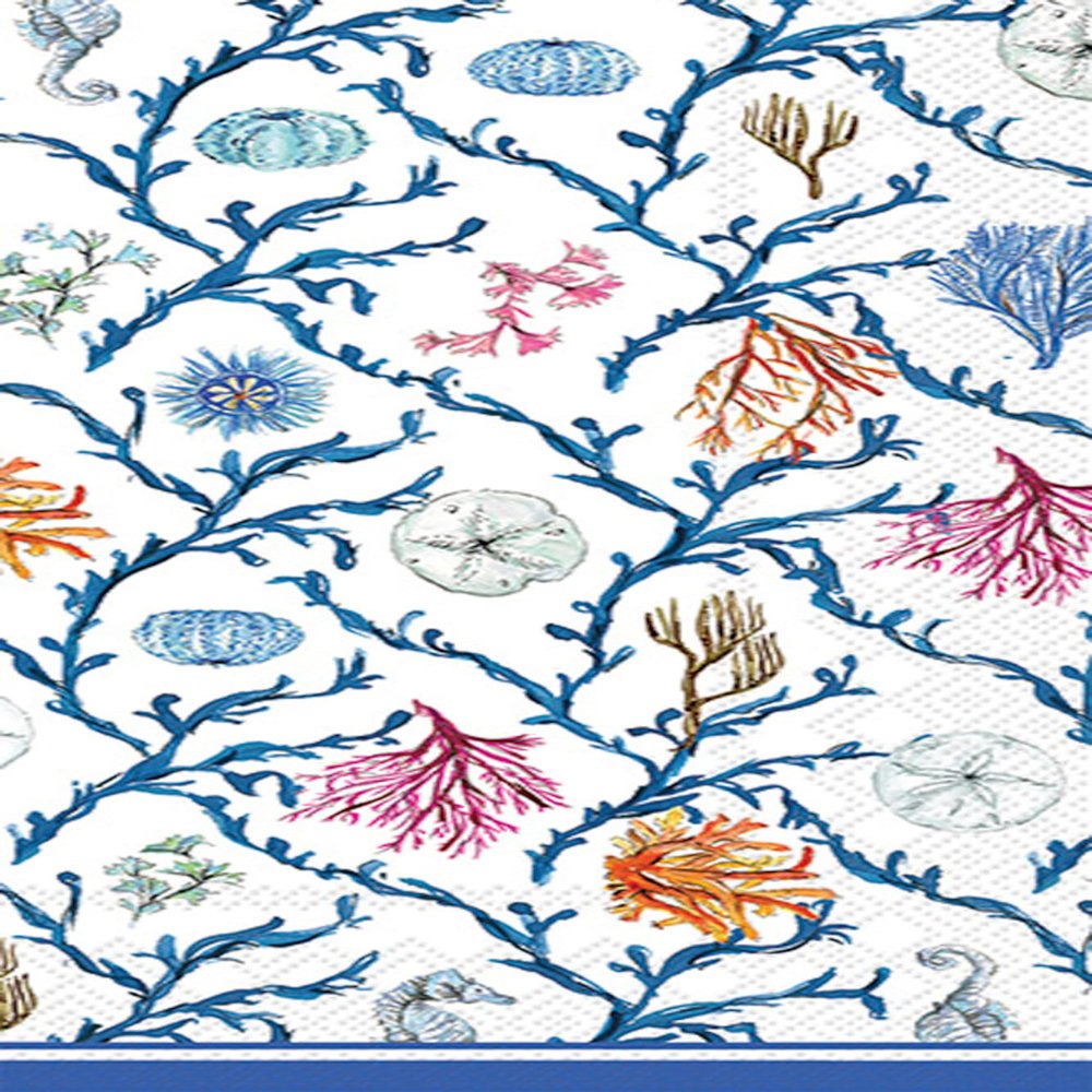 IHR Ideal Home Range Dinner Napkins Rosanne Beck Disposable 3-Ply Paper Hand Towels, 8.5" x 4.5", Blue Coastal, 16-Count