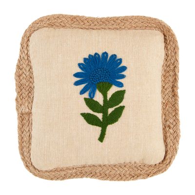 Mud Pie Single Flower Embroidered Pillow