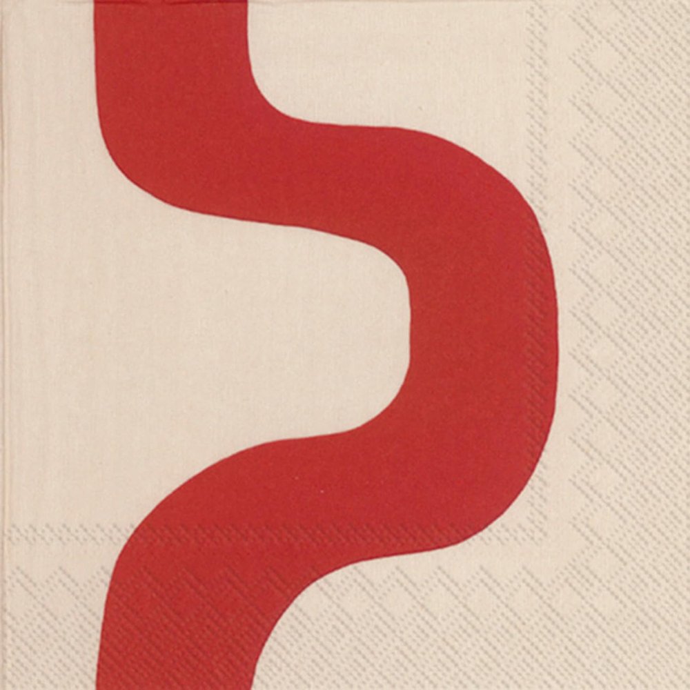 IHR Ideal Home Range Party Napkins Marimekko Disposable 3-Ply Paper Lunch Napkin Pack, 6.5" x 6.5", Seireeni (Red), 20-Count