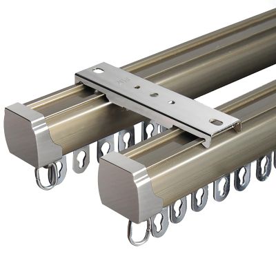 Double Ceiling Track For Curtains, Curtain Track Wall Mount Ceiling Mount, Room Divider Track System With All Accessories For Living Room, Bed Room, Shower, Closet ( Color : Champagne-Top Mount , Size