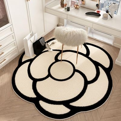 ALISSE Camellia Shaped Rug Living Room Light Luxury Floor Mat Ultra Soft Absorbent Flower Shaped Rug Machine Washable Tufted Flower mats for Bedroom Non Slip Round Rug (Color : C, Size : 55x55in)