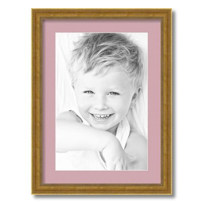 ArtToFrames 12x18 inch Antique Gold with Beaded Detailing Picture Frame with 2 Inch Single Seashell Mat, SingleMat-D5042-12x18-846