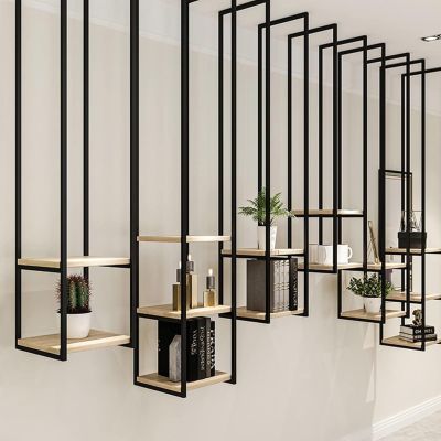 Floating Shelf Wall Mount Plant Book Shelves, Ceiling Hanging Kitchen Bar Shelf Decorative Display Storage Shelves, Modern Flower Stand, Wine Glass Storage Rack with Metal Frame ( Size : 30x30x105cm )