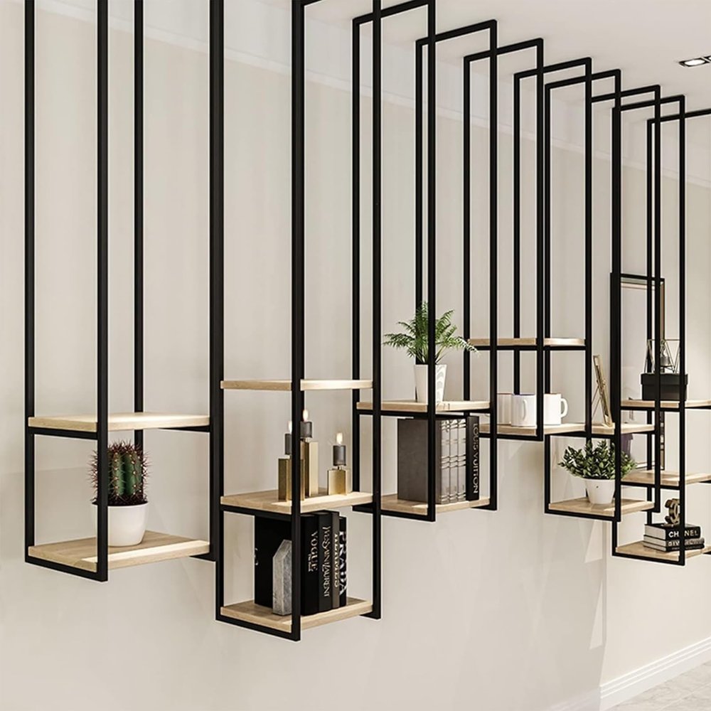 Floating Shelf Wall Mount Plant Book Shelves, Ceiling Hanging Kitchen Bar Shelf Decorative Display Storage Shelves, Modern Flower Stand, Wine Glass Storage Rack with Metal Frame ( Size : 30x30x105cm )