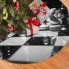 48" Plush Christmas Tree Skirt Xmas Tree Skirt for Holiday Decorations Black and White Chess Christmas Tree Decoration mat Rustic Xmas Tree Mat Cover Christmas Tree Mat for New Year Decorations view 1