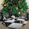 48" Plush Christmas Tree Skirt Xmas Tree Skirt for Holiday Decorations Black and White Chess Christmas Tree Decoration mat Rustic Xmas Tree Mat Cover Christmas Tree Mat for New Year Decorations view 2