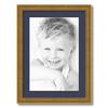 ArtToFrames 12x18 inch Antique Gold with Beaded Detailing Picture Frame with 2 Inch Single Blue Jay Mat, SingleMat-D5042-12x18-586 view 1