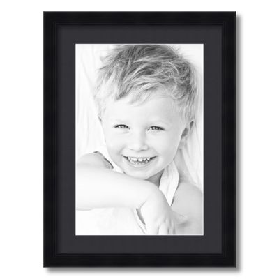 ArtToFrames 12x18 inch 1.375 Satin Black Step Lip Picture Frame with 2 Inch Single Black Mat, SingleMat-10035-12x18-89