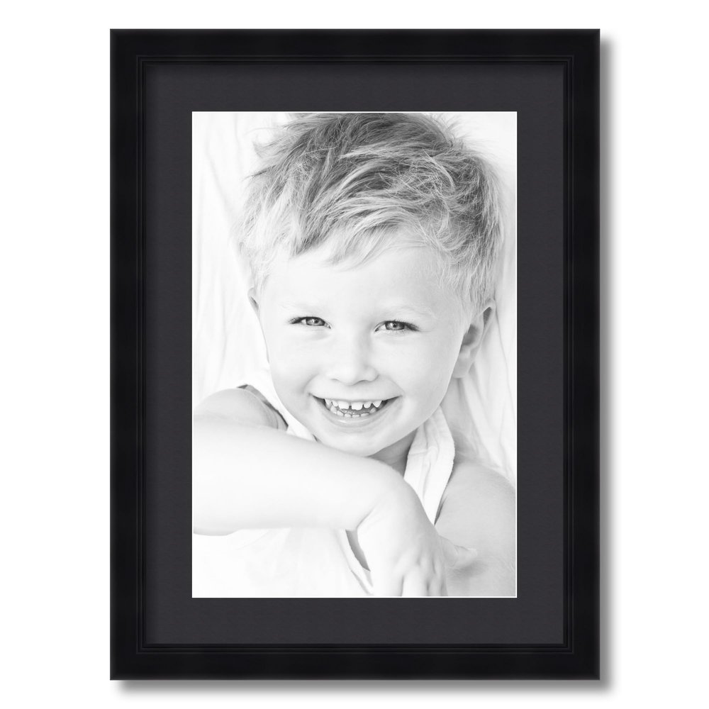 ArtToFrames 12x18 inch 1.375 Satin Black Step Lip Picture Frame with 2 Inch Single Black Mat, SingleMat-10035-12x18-89