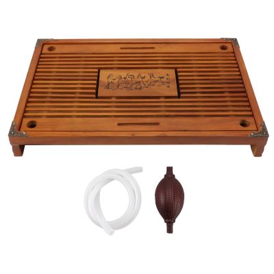 Xcello Simple Tea Tray, Drawer Type Wooden Tray Large Capacity Box Easy Tea Drainage, for Home(16.9in*11in-Orange)