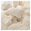 ADovz Plush Faux Rabbit Fur Comforter Set Beige Fluffy Comforter Set Bedding Set Sheet Pillowcase,Bed Sheets view 3