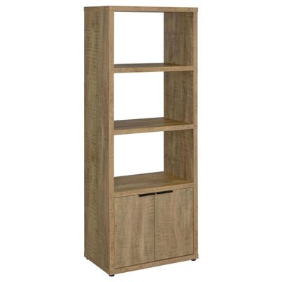 Benjara BM309153 71 in. Tag 2-Doors MDF Mango Wood Media Tower with 3 Shelves Brown