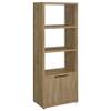 Benjara BM309153 71 in. Tag 2-Doors MDF Mango Wood Media Tower with 3 Shelves Brown view 1