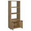 Benjara BM309153 71 in. Tag 2-Doors MDF Mango Wood Media Tower with 3 Shelves Brown view 4