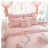ADovz Cotton Bedding Sets King Queen Size Lace Bow Quilt/Duvet Cover Ruffles Bedspread Bed Skirt Linen Pillowcases,Bed Sheets, FH-762 view 3