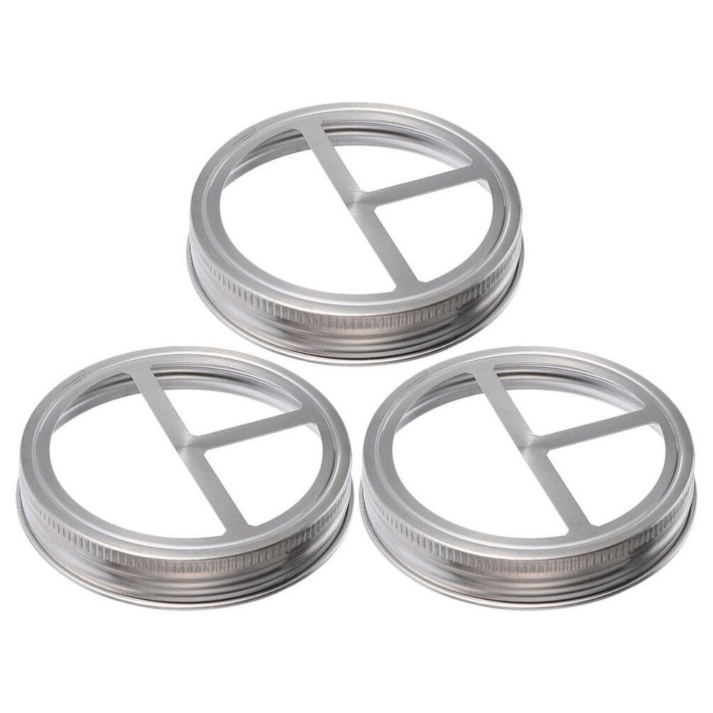 ABOOFAN 3Pcs Mason Jar Toothbrush Holder Lid, Stainless Steel Lid for Regular Mouth Mason Jar Rustic Farmhouse Decor Bathroom Accessories