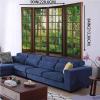 Aidatain Green Forest Natural Tapestry Window Scenery Wall Aesthetic Tapestry for Bedroom Flannel 90" L x 84" W Beach Blanket Living Dinning Room College Dorm Wall Hanging GTDJAT0092 view 4
