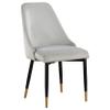 Benzara 24 Inch Dining Chair- Set of 2- Light Gray Velvet- Tall Curved Back- Brass view 1