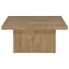 Benzara Zet 36 Inch Square Coffee Table with Oversized Block Base- Mango Brown view 4
