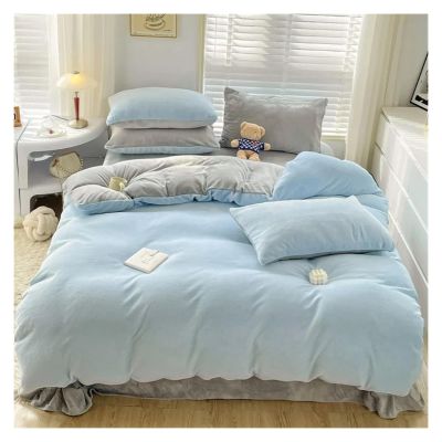 ADovz Winter Warm Thicken Milk Velvet Comforter Bed Sheets and Pillowcases 4pcs Bedding Set Soft Duvet Cover Home Textile Set,Bed Sheets