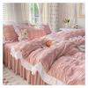 ADovz Bedding Sets Ruffle Lace Bed Skirt Women's Solid Color Queen Size Double Bed Duvet Cover Set,Bed Sheets view 1