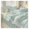 ADovz Bedding Sets Ruffle Lace Bed Skirt Women's Solid Color Queen Size Double Bed Duvet Cover Set,Bed Sheets view 2