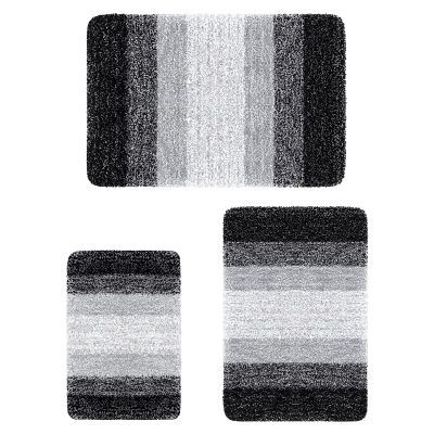 Arotive Microfiber Bathroom Rugs 3 Pieces, Bath Rug Size 36x24, 24x16 and 30x20 in Black, 3 Item Bundle