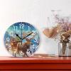 ALAZA Home Decor Merry Christmas Castle Reindeer Winter Xmas Round Acrylic 9.84 Inch Wall Clock Non Ticking Silent Clock Art for Living Room Kitchen Bedroom view 2