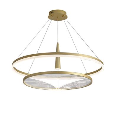 SteFik Chinese Living Room Three Color Dimming Chandelier Ring Lamps Simplicity Chinese Style Acrylic Bedroom Lights LED Hanging Lights Restaurant Pendant Light,Pendant