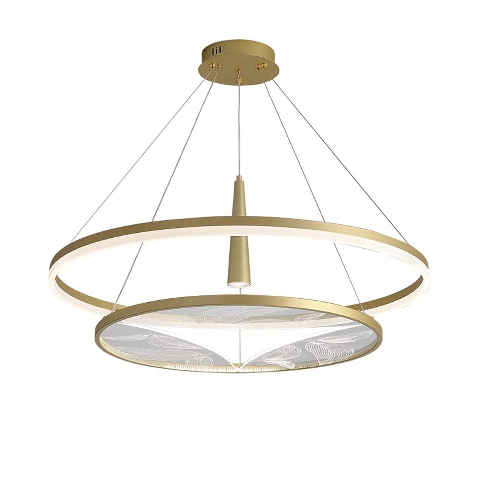SteFik Chinese Living Room Three Color Dimming Chandelier Ring Lamps Simplicity Chinese Style Acrylic Bedroom Lights LED Hanging Lights Restaurant Pendant Light,Pendant