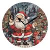 ALAZA Home Decor Santa Claus Christmas Tree Ball Round Acrylic 9.84 Inch Wall Clock Non Ticking Silent Clock Art for Living Room Kitchen Bedroom view 1